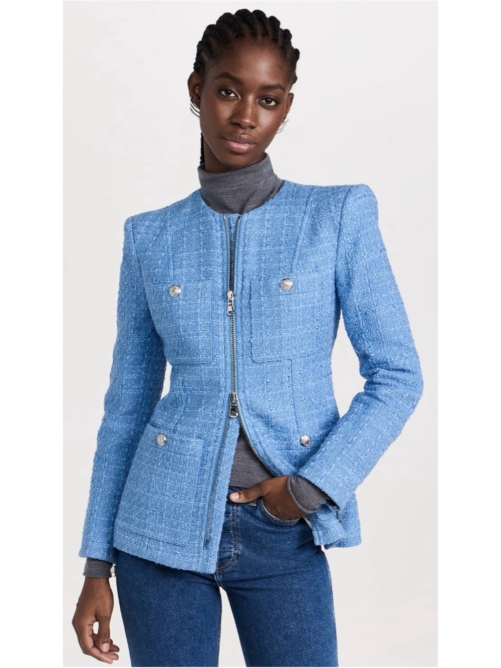Veronica Beard Agni Dickey Tweed Double Zip Jacket 6